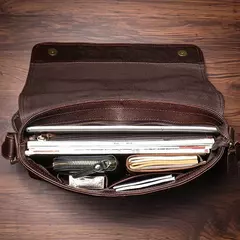 ROOG-Saco de estilingue de ombro em couro genuíno, pasta masculina, crossbody luxo vintage, couro casual, bolsa mensageiro para iPad, 12,9 polegadas na internet