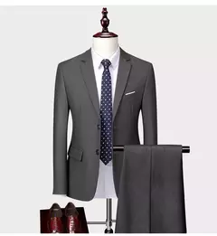 (Jaqueta + Calças) Últimas Homens Terno Set Blazers Formais Slim Fit Negócios Smoking 2 Pcs Terno Do Noivo Vestido de Noiva Homem Terno S-6XL - comprar online