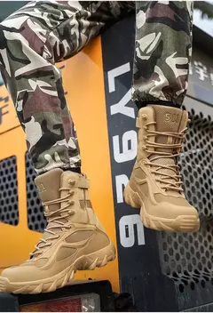 Botas de couro masculinas, sapatos casuais ao ar livre, designer leve, botas de trabalho quentes, botas artesanais clássicas - loja online