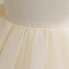 Vestido de tule sem costas para bebé com laço grande e pérolas, 1 ° vestido de aniversário, princesa infantil, vestido baptizado, 1 a 5 anos