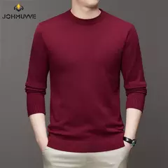Imagem do Suéter de manga comprida com gola alta masculino, top macio, quente e confortável com base, cor sólida, 7 cores