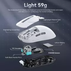 Ataque tubarão x3pro/x3 mouse sem fio, pixart paw3395, 26k dpi, luz, para jogos macro, laptop/win/mac na internet
