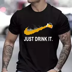 Camiseta de manga curta masculina preta, camiseta de cerveja engraçada, tops de rua, roupas novas da moda, verão