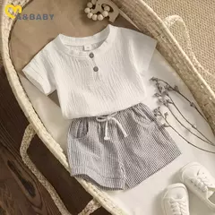 Imagem do Ma & baby-camiseta e shorts de manga curta para crianças de 0 a 3 anos, roupas de verão para bebê