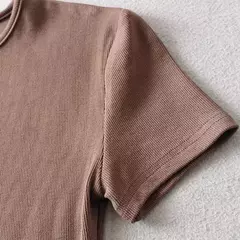 Camiseta feminina com ajuste magro, manga curta apertada, camiseta com gola O, tops básicos de corte sólido, casual, verão - comprar online
