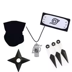 Anime naruto cosplay kakashi acessórios brinquedos figura de ação luvas bandana kunai máscara uchiha luvas conjunto presente - loja online