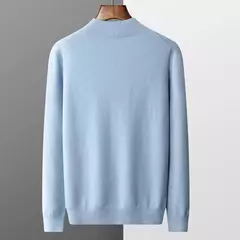 Imagem do Suéter de caxemira masculino, lã pura, gola semi-alta, pulôver pronto para usar, lazer, primeira linha, novo, outono e inverno