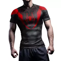 Imagem do Camisas de compressão para homens, manga curta, quadrinhos, camiseta cosplay aranha, super-herói top, elastic fitness sportwear, roupas de Halloween