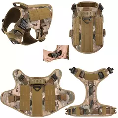 Conjunto de arnês e coleira para cães grandes, pastor alemão malinois, treinamento, colete de caminhada, conjunto de coleira e arnês para cães de todas as raças na internet