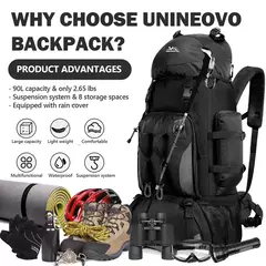 Impermeável Caminhadas e Camping Mochila, Sacos Esportivos ao Ar Livre, Trekking Bag, Mochila de Grande Capacidade, Equipamento de Viagem, 90L - Wolf Magazine