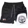 Masculino Anime 2 em 1 Calções Esportivos, Calções de Compressão Atlético Calças de Treino Fitness Running Sportwear, Desempenho Ginásio