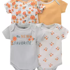 Recém-nascido manga curta em torno do pescoço macacão, onesies para bebês meninos e meninas, desenhos animados flores animais impressão, roupas infantis, 4pcs - loja online
