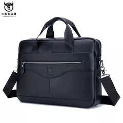 BULLCAPTAIN Maleta Ombro Messenger Bags dos homens de couro genuíno de 14 polegadas Laptop Bag Maleta dos homens Office Business Handbag - comprar online