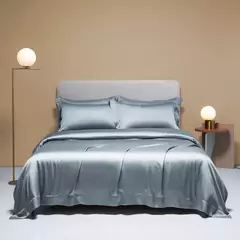 Liv-Esthete-Conjunto de cama cinza, capa de edredão, fronha, lençol, colcha, Double King Queen para dormir, 100% seda, Gift Set, verão na internet