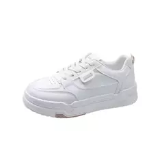 Tênis antiderrapantes de couro de sola macia feminino, sapatos confortáveis e respiráveis, de salto redondo, novos, primavera e outono, 2024