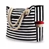 Bolsa casual listrada para mulheres, bolsa de ombro de grande capacidade, sacola de compras diárias, bolsa de praia para viagem escolar