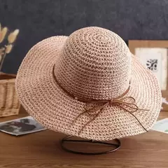 Chapéus de praia Adultos Feminino Sunscreen Cap Mulheres Simples Chapéus de Palha Verão Chapéus de Sol para Mulheres Lady Folding Bow Travel Caps Feminino - loja online