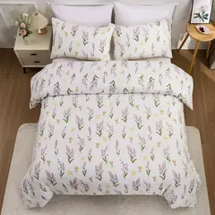 Cama floral confortável elegante, folha plana, capa de edredão, sem enchimento, gêmeo, completo, rainha, rei, roupa de cama nórdica, menino, menina, 3 pcs - loja online
