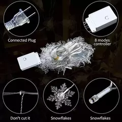 LED Fairy String Luzes De Natal, Floco De Neve Cortina, Guirlanda Impermeável, Festa De Feriado, Decoração De Natal, 3.5m, 2024 - Wolf Magazine