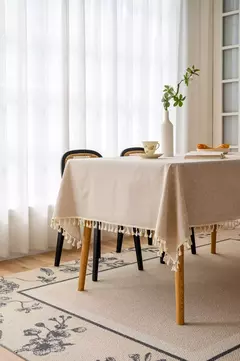 Toalha de linho de algodão vintage com padrão floral, toalha de mesa com borla, tampa lavável para jantar, piquenique - loja online