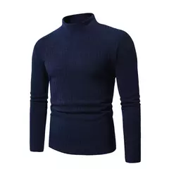 Imagem do Pulôveres masculinos de malha com pescoço simulado, macacões quentes, moletom casual, casacos luxuosos, pull suéteres, outono, 2022