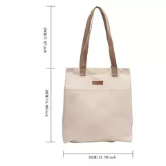 Imagem do Sacola de lona monocromática para mulheres, designer, bolsa casual, bolsa de ombro, grande capacidade, algodão, reutilizável, praia, compras
