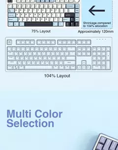 AULA-F75 Teclado mecânico sem fio Gaming, Bluetooth, Com fio, RGB personalizado, 75% Layout Profile, Estrutura Junta, 2.4G - Wolf Magazine