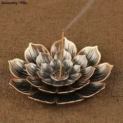 Liga Incenso Vara Titular, Linha Lotus Incenso Queimador, Yoga Sábio, Sândalo Bobina Base, Bronze Artesanato, Home Decor, Presente de Natal, 3 em 1 - comprar online
