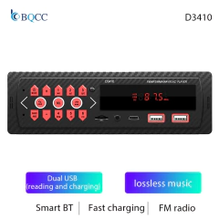Bqcc 1din mp3 autoradio fm usb tf aux entrada rádio estéreo bluetooth power proteger 7 luzes coloridas duplo usb multimídia áudio do carro na internet