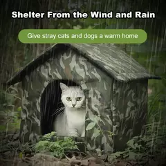Casa para gatos ao ar livre, casa para cães e gatos vadios, uso interno e externo, proteção contra vento e chuva, tecido oxford de alta qualidade, à prova d'água e