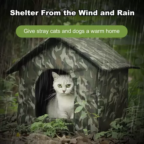 Casa para gatos ao ar livre, casa para cães e gatos vadios, uso interno e externo, proteção contra vento e chuva, tecido oxford de alta qualidade, à prova d'água e