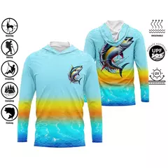 Camisa de pesca com capuz, camisa de pesca com capuz, proteção uv, padrão de moda ao ar livre, estampa de umidade, homem, vestuário de pesca na internet