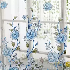 Peony Tule Cortinas para Porta e Janela da Cozinha, Jacquard Sheer Voile, Cortinas de Fios, Sala e Quarto, 100x200cm, Y, 1PC