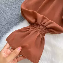SINGREINY-Blusa Chiffon de Manga Flare para Mulheres, Tops Ruffle, Cintura Elástica Sólida, Halter Backless, Slim Ladies, Harajuku Sexy Blusa Curta - comprar online