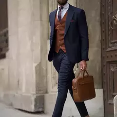 Imagem do Terno casual de negócios masculino para casamentos, blazer genuíno, colete e calças, grande e alto, colete slim fit, calças de vestido, tamanho EUA