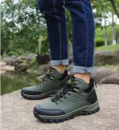 Botas de neve de couro quente masculinas, tênis de caminhada ao ar livre, sapat - loja online