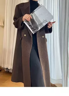 Casaco de alpaca de lã feminino, jaquetas de lã, trespassado duplo, gola de terno, solto, Casacos longos, senhora do escritório, outono, inverno, 2022 - comprar online