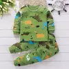 Pijama com manga longa top e calças para meninas e meninos, moda casa roupas, traje da noite, outono