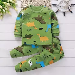 Pijama com manga longa top e calças para meninas e meninos, moda casa roupas, traje da noite, outono - loja online