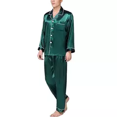 Conjunto de pijama com cardigã de manga comprida masculino, monocromático, lapela, casual, roupa de casa simples, pijamas, plus size, juventude, outono, inverno, 2 peças, conjunto