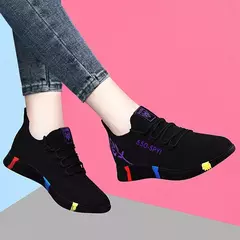 Imagem do Tenis feminino 2024 mulheres sapatos vulcanizados malha de ar luz tênis macios femininos apartamentos plataforma rendas até sapatos casuais cesta femme