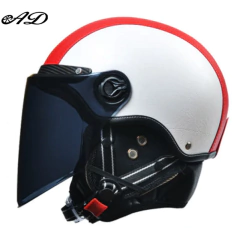 Capacetes AD Retro com viseira Harley, capacete de couro masculino, moto elétrica vintage, boné de segurança protegido para motor - loja online