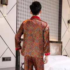 Conjuntos de pijama masculino de cetim de seda manga comprida, pijamas masculinos, camisola estampada, Casa, Soft Cozy Sleepwear Calças, Novo - Wolf Magazine