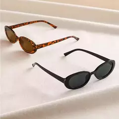 Imagem do Óculos de sol ovais vintage para mulheres, pequenos óculos de sol, retrô preto e vermelho, designer de luxo