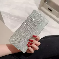 Bolsas de cetim luxuosas para mulheres, bolsa de embreagem banquete lantejoulas, ouro e prata, bolsa para festa de casamento, corrente elegante na internet