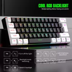RGB Backlight Wired Mini Teclado Gaming, Ultra Compacto, Impermeável, Pequeno Compacto, 61 Teclas, Fit para PC, Mac Gamers, 60% - comprar online