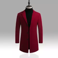 Casaco longo de algodão masculino, corta-vento fino, mistura de lã, cor pura, moda casual de negócios, roupas masculinas, primavera, outono, novo, 2023