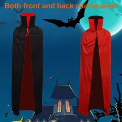 Halloween feminino masculino roupas cosplay traje adulto crianças gola capa preto vermelho reversível boné vampiro capa festa de halloween na internet