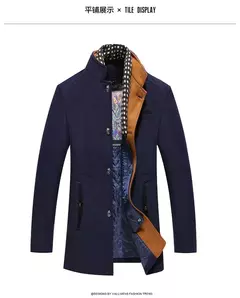 Casaco de lã quente grosso masculino, casacos casuais inteligentes, gola alta, cachecol destacável, moda Exterior, outono, inverno