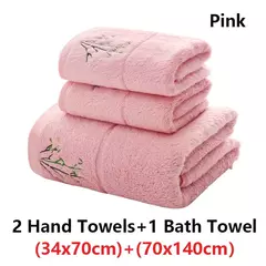 Conjunto de toalhas de fibra de bambu bordadas para adultos, alta qualidade, cor sólida, super absorvente, toalhas de banho para casa e toalhas de mão